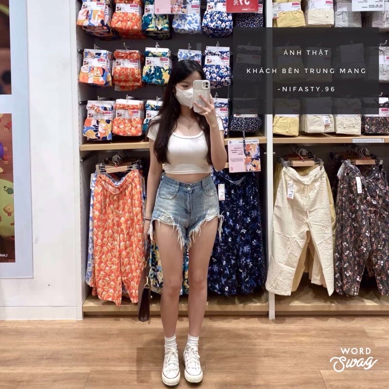*kèm ảnh thật* Quần short jeans nữ rách tua rua cá tính