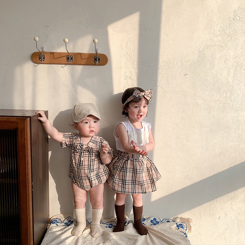 Áo Liền Quần Ngắn Tay Sọc Ngang In Chữ Cho Bé Trai Và Bé Gái Sơ Sinh