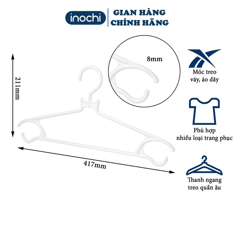 10 móc quần áo người lớn Inochi Nhật chống trượt Móc quần áo chống trượt Hara Inochi 186 183
