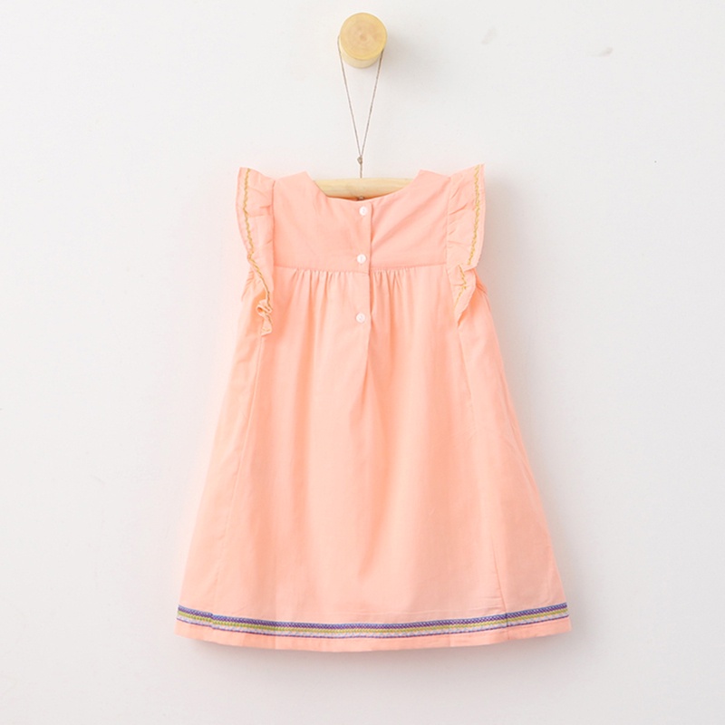 BEAR LEADER Đầm Cotton Cổ Tròn Thêu Họa Tiết Gấu Thời Trang Mùa Hè Mới Cho Bé Gái