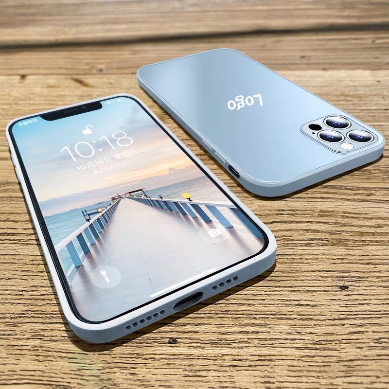 Ốp Điện Thoại Kính Cường Lực Cứng Chống Sốc Viền Vuông Cho iPhone 14 13 12 11 Pro Max XS XR X 8 7 Plus + SE 2020