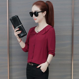Áo sơ mi nữ cổ bèo duyên dáng