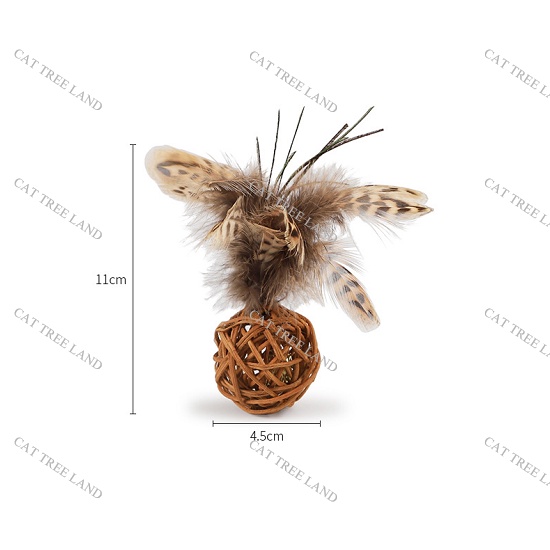 ĐỒ CHƠI CHÓ MÈO VỜN BẮT, BÓNG ĐAN BẰNG MÂY CÓ LÔNG VŨ,CHUÔNG LỤC LẠC