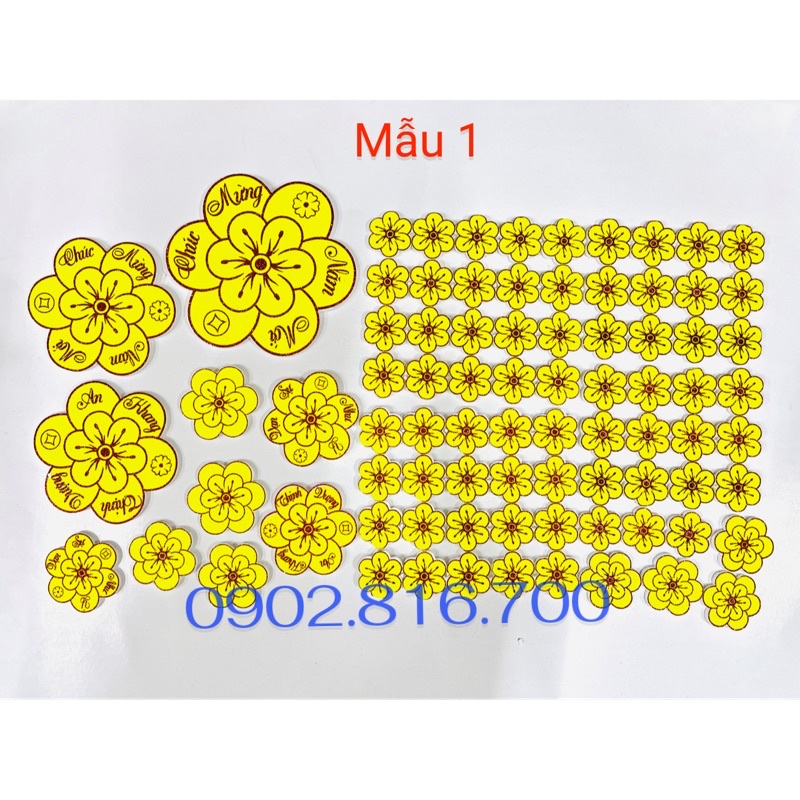 Set Hoa mai - Bông mai - hoa đào xốp đủ cỡ dán tường - dán kiếng phụ kiện trang trí tết