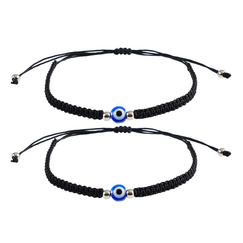 Set 2 Vòng Tay Chuỗi Hạt Màu Đỏ / Đen Hình Mắt Quỷ Thời Trang Cho Tuổi Teen