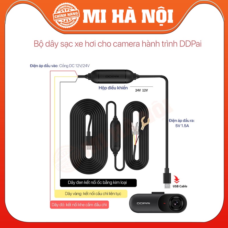 Bộ dây nguồn Hardwire Kit giám sát bãi đậu xe cho camera hành trình DDPai Mini/Mini 5/N3/Z40