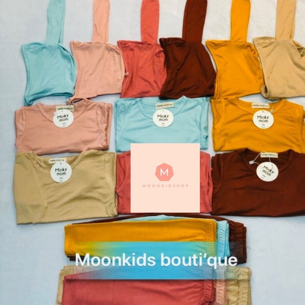 Bộ MinKy Mom Dài Tay CHO BÉ TẶNG MŨ TAI THỎcotton Cao Cấp 100% co giãn 4 chiều thấm hút mồ hôi cực tốt