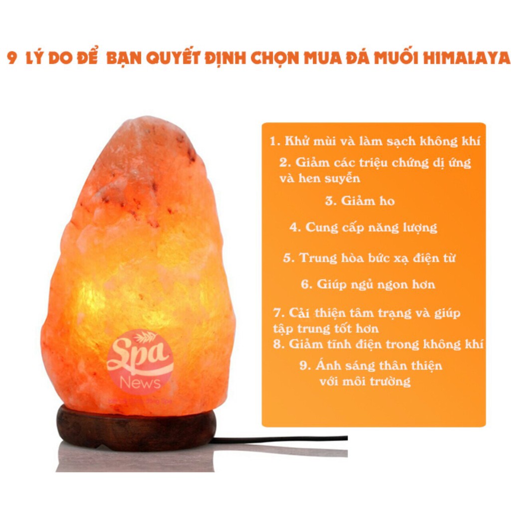 Đèn đá muối tự nhiên thanh lọc không khí chính hãng nhập khẩu Pakistan