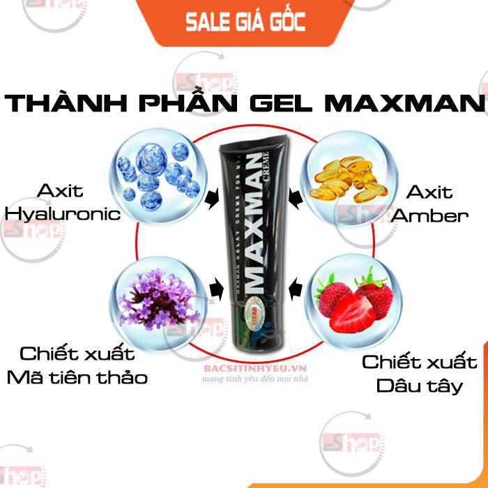 [Hàng Mỹ] Combo 3 Gel MAXMAN - Gel Bôi Tăng Kích Thước Cậu Nhỏ,Chống xuất tinh sớm, tăng khoái Cảm, Sung Mãn Trường Tồn.