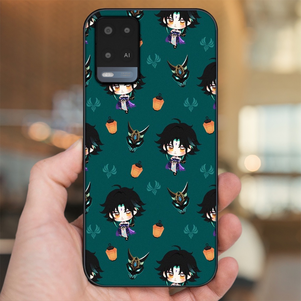 Ốp lưng Oppo A54 4G, A54 5G viền đen in hình Xiao Genshin Impact