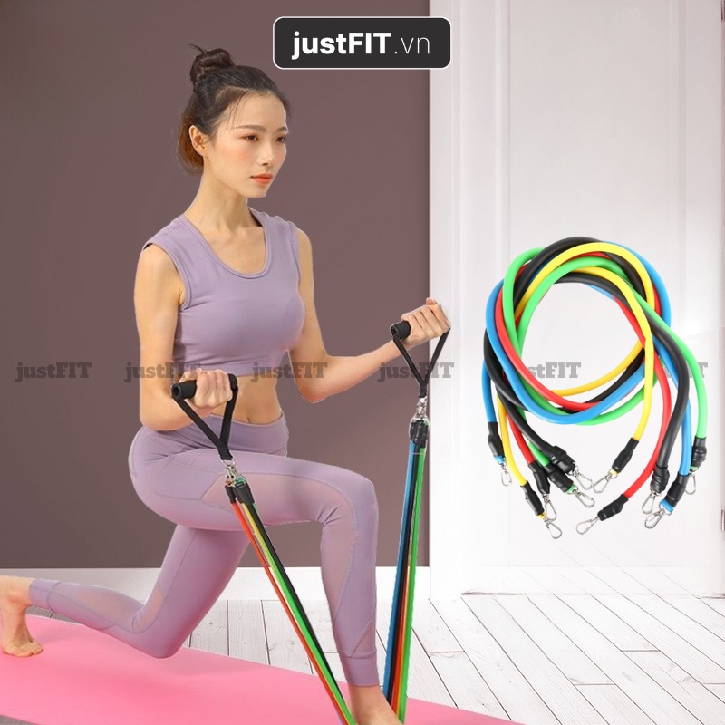 Dây ngũ sắc justFIT tập gym đa năng theo bộ 5 dây kháng lực