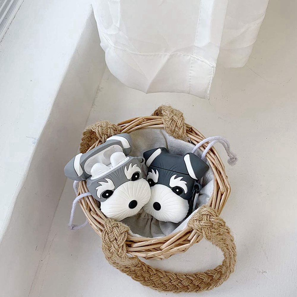 Vỏ Bảo Vệ Hộp Sạc Airpods 1 &amp; 2 Hình Schnauzer 3d Độc Đáo