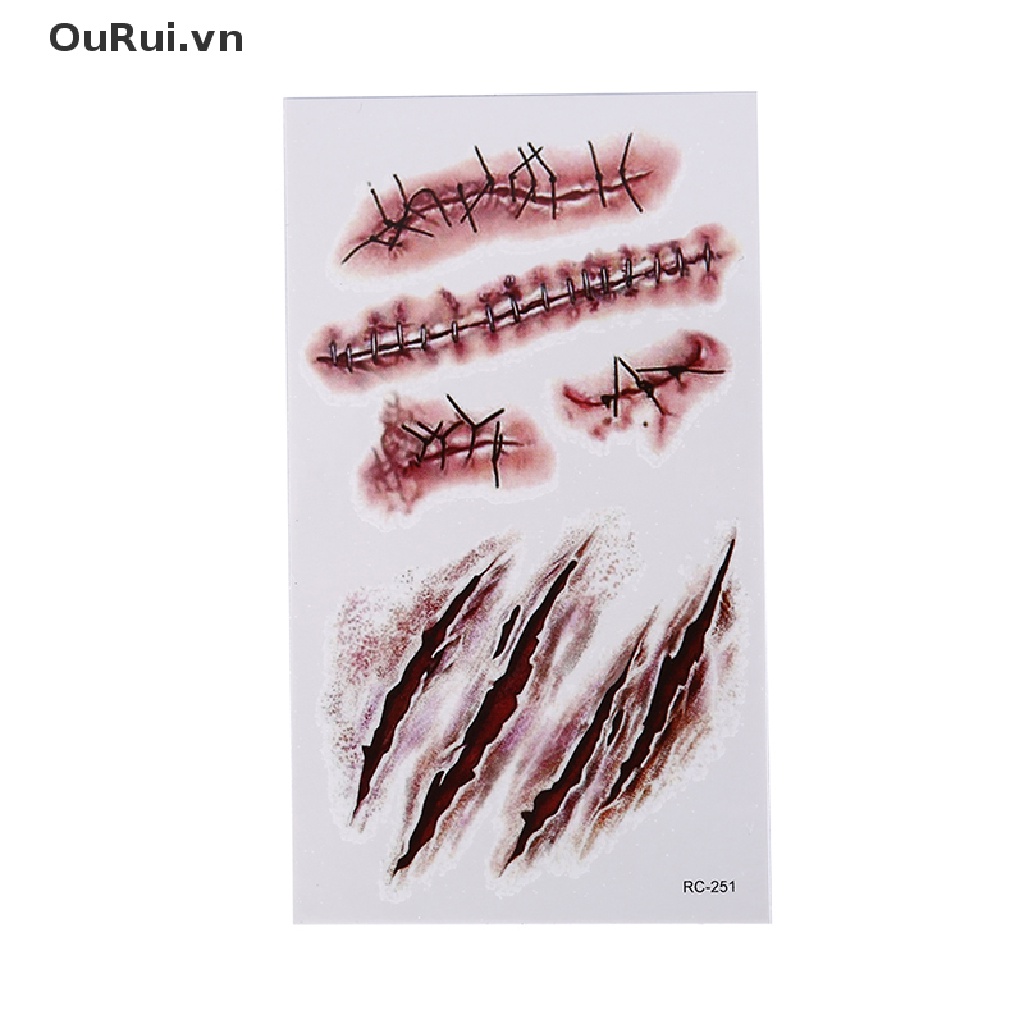 Bộ 5 Hình Xăm Dán Vết Thương Kinh Dị Dùng Hóa Trang halloween
