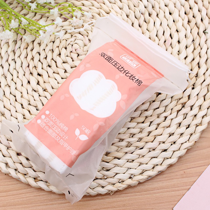 Bông tẩy trang 100% cotton 2 mặt dày dặn (50 miếng) bông tẩy trang mềm mại không dệt bông tự nhiên TAHYCO