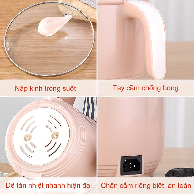 Nồi lẩu mini 2 tầng, bếp lẩu, nướng, hấp, chiên, xào, nấu đồ ăn đa năng chống dính dung tích 1,2L, bibi shop