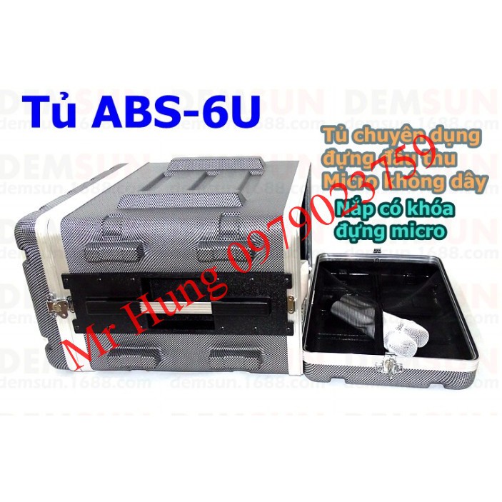 Tủ âm thanh ABS 6U, tủ nhựa abs đựng cục đẩy, amply, đầu thu mic, vang số, tặng kèm 1 túi ốc vít