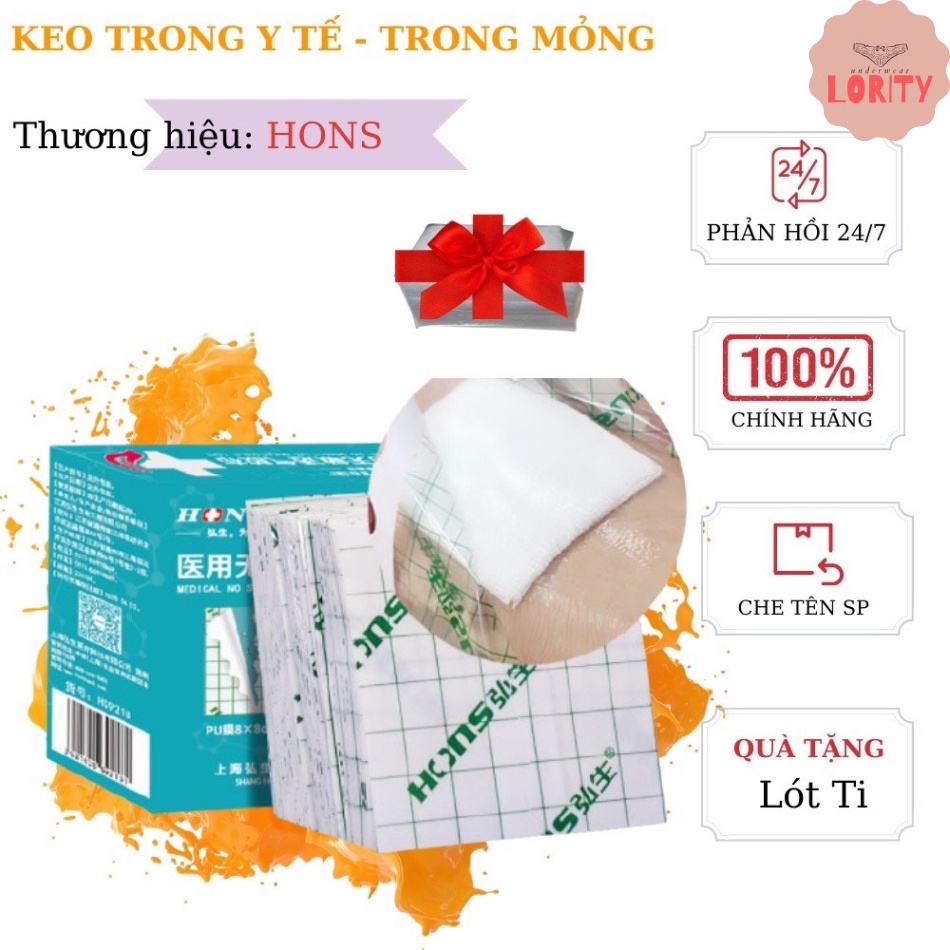 Miếng Dán Y tế  Trong Suốt Cắt Sẵn 10cm x 12cm, Keo Dán Ngực Tomboy Trong Suốt - Keo Y Tế Trong Suốt Lority