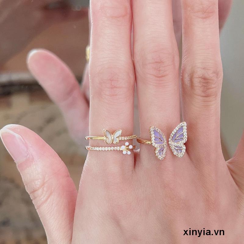 Nhẫn Hình Bướm Đính Ngọc Trai Thiết Kế Độc Đáo Chất Lượng Cao Cho Nữ