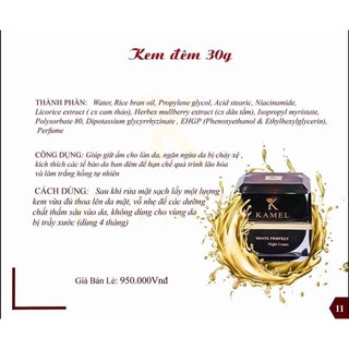 KEM DƯỠNG ĐÊM KAMEL WHITE PERFECT NIGHT CREAM