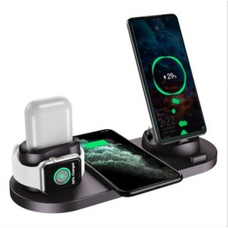 Đế Sạc Không Dây 6 Trong 1 Dành Cho Airpods / Apple Watch Series 5 / 4 / 3 / 2 / 1, For Iphone 11 / 11 Pro R