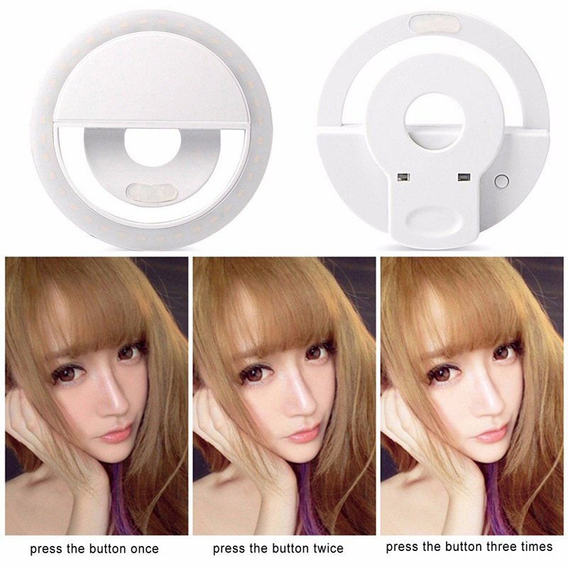 Vòng Đèn Led Chụp Ảnh Selfie Có Thể Sạc Lại Bằng Cổng Usb Gắn Điện Thoại Iphone