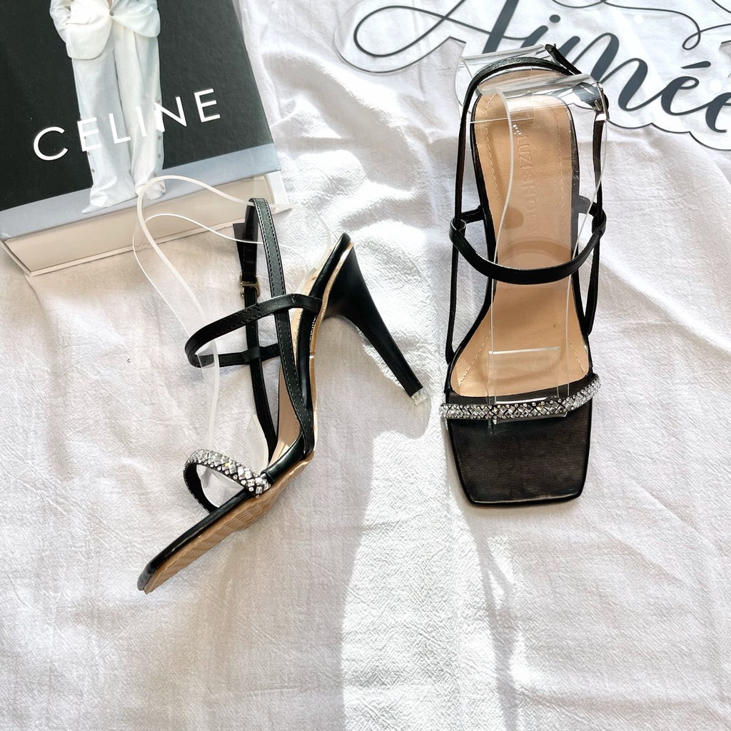 CÓ SẴN - Sandal Dây Đính Đá Đế Cao 1 Tất Sang Trọng