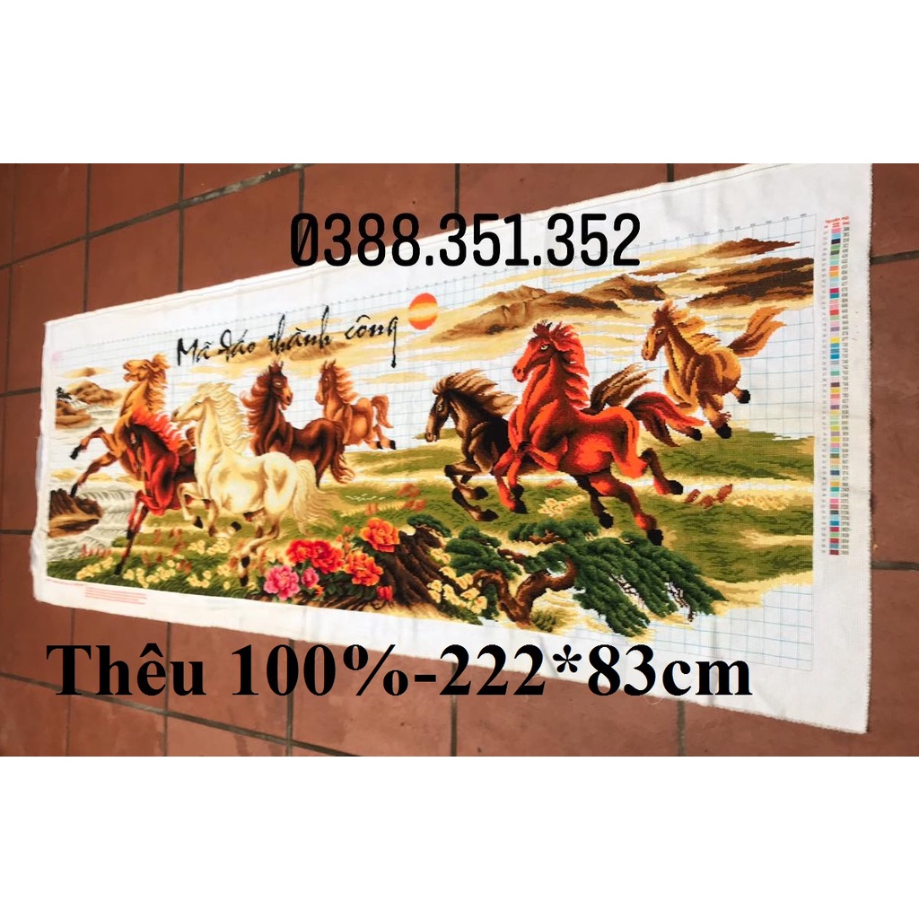 Tranh thêu thành phẩm ngựa mã đáo thành công 222574 MN0081 MN0017 3329 đã thêu
