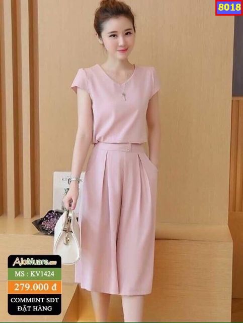 SÉT BỘ ỐNG RỘNG VẢI CÁT HÀN CỰC đẹp | BigBuy360 - bigbuy360.vn