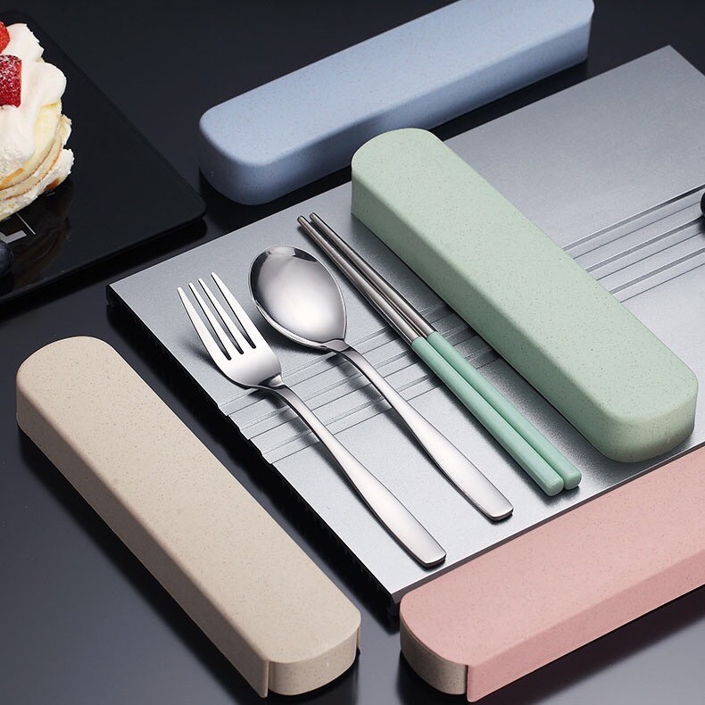 Bộ Thìa Đũa Inox 304 Cao Cấp văn phòng có hộp đựng - Hộp thìa dĩa văn phòng, du lịch tiện dụng