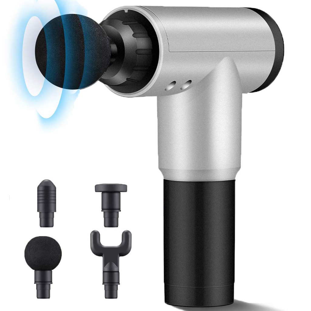 Máy Massage Cầm Tay Fascial Gun HG 320, 4 Đầu 6 Chế Độ - Máy Massage Toàn Thân Giảm Đau Cơ - Bảo Hành 12 Tháng