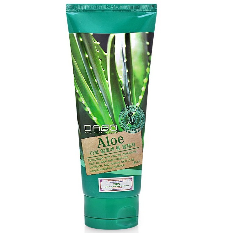 Sữa rửa mặt lô hội DABO ALOE FOAM CLEANSER HÀN QUỐC trắng da, dưỡng ẩm 180ml/Hộp - hàng chính hãng