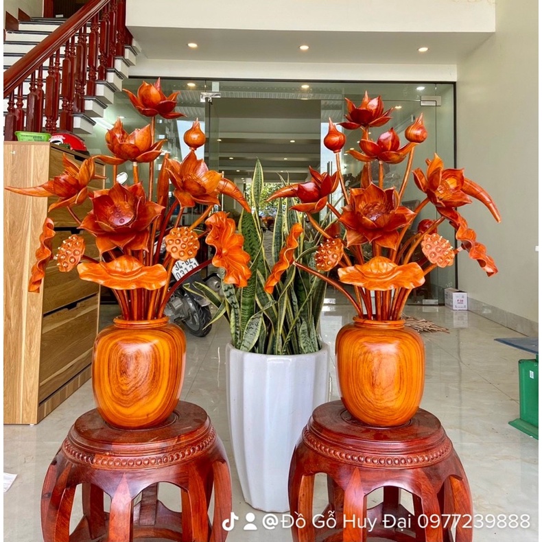 Hoa sen gỗ hương 17 cành