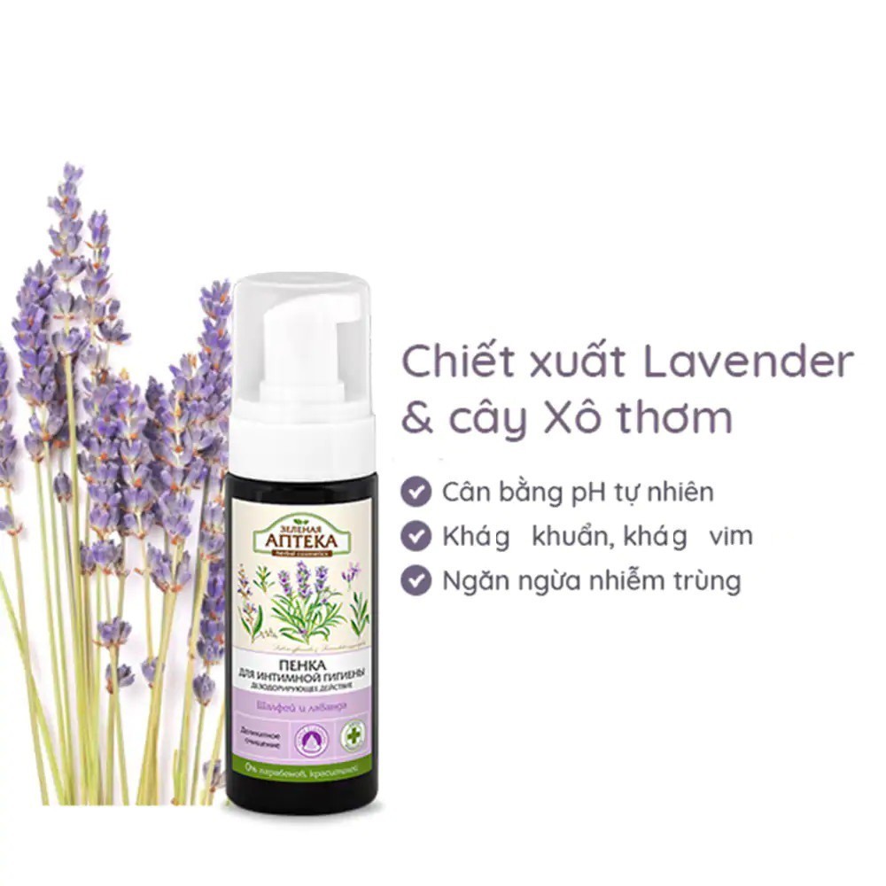 Dung Dịch Vệ Sinh Phụ Nữ Dạng Bọt Chiết Xuất Cây Xô Thơm Và Lavender Zelenaya Apteka 150ml