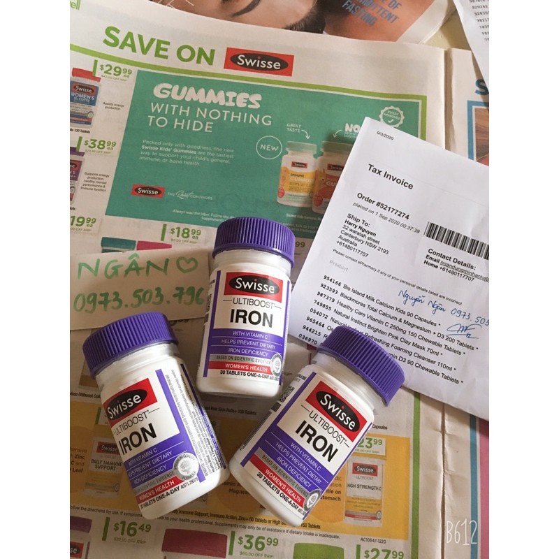 Sắt Hữu cơ Swisse, iron Swisse - xuất xứ úc | Thế Giới Skin Care