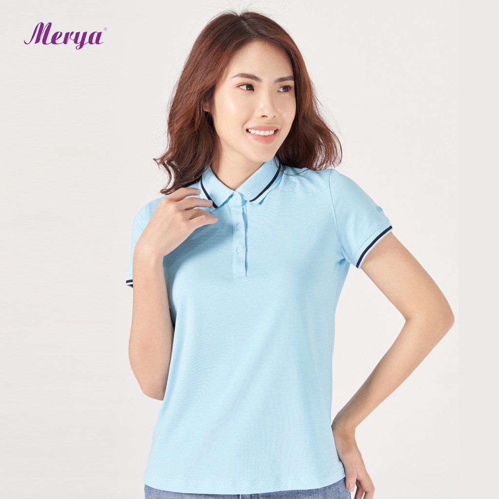 Áo Polo Nữ Phối Bo Mắt Chim MERYA PLB02 Chất Liệu Hàng Đầu Mát Lạnh