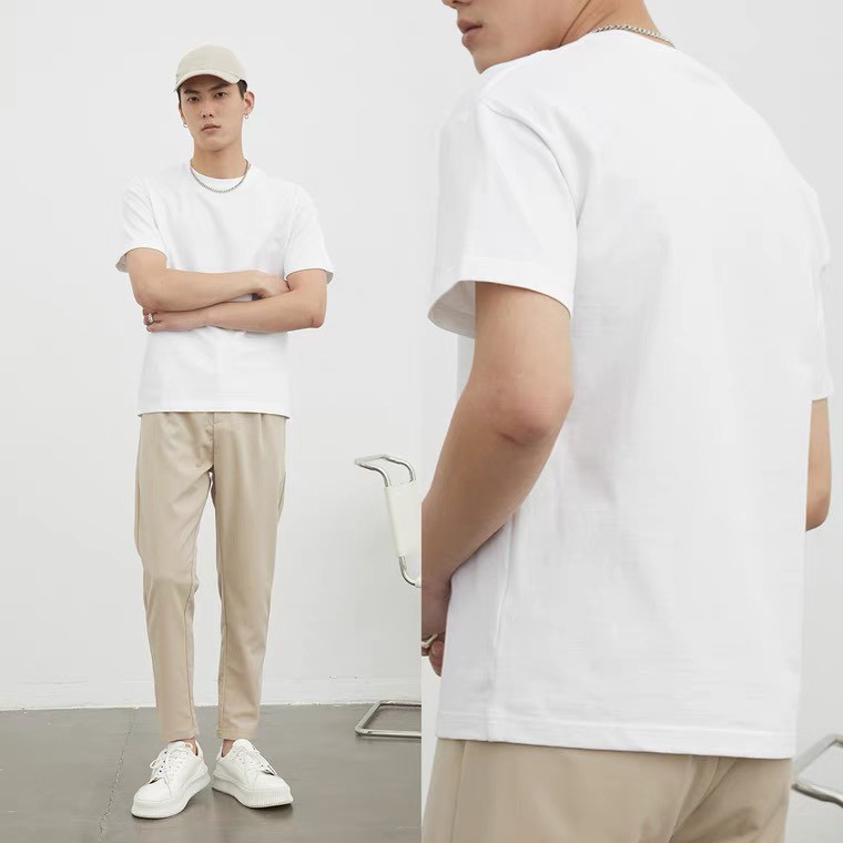 Áo thun trơn ngắn tay không cổ DOGINO Nam Nữ. Áo phông nam nữ unisex cổ tròn tay ngắn | BigBuy360 - bigbuy360.vn