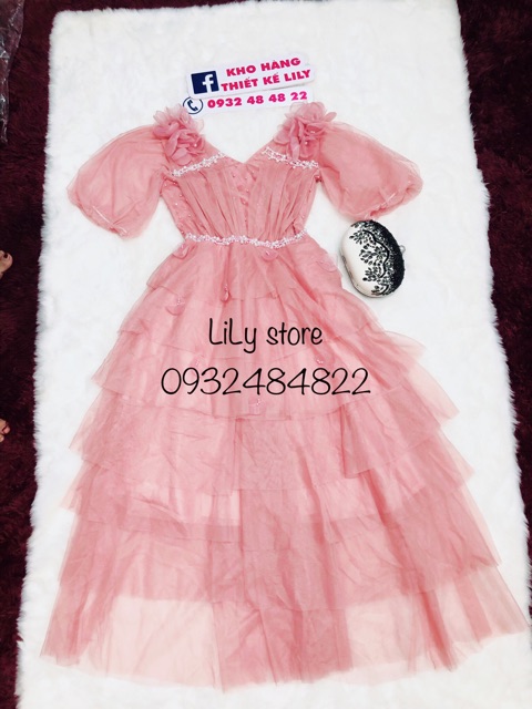 Đầm tầng đính hoa 3D ( ẢNH VÀ VIDEO THẬT 1000)