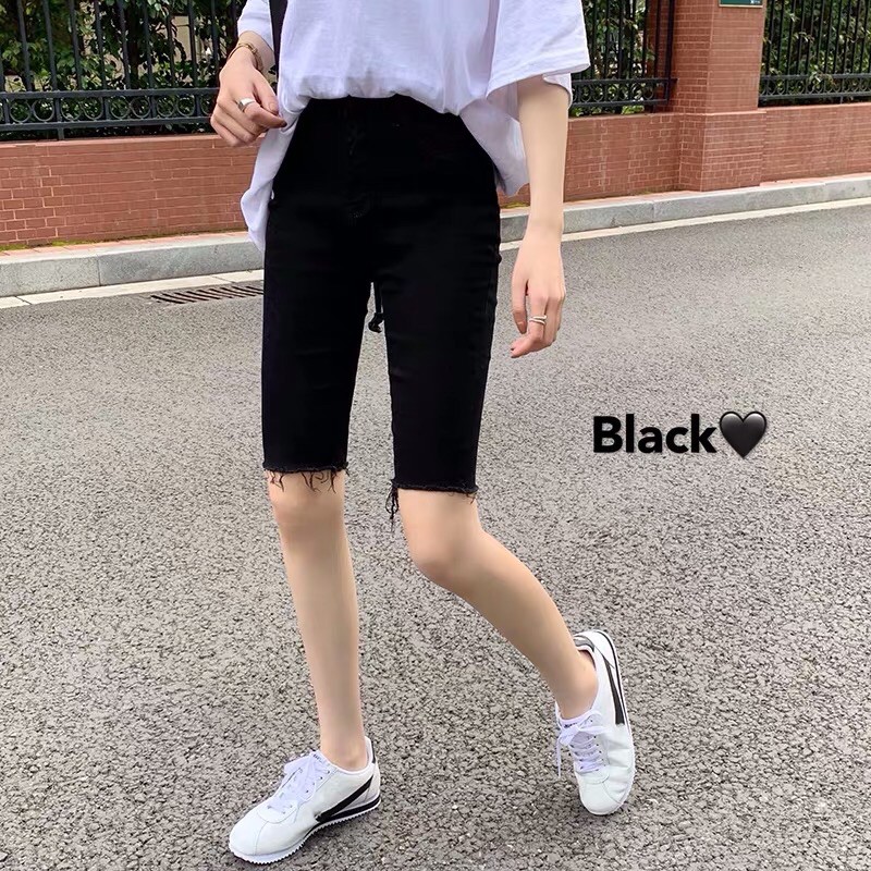QUẦN LỬNG DENIM CẠP CAO ĐEN PHONG CÁCH HÀN QUỐC💜