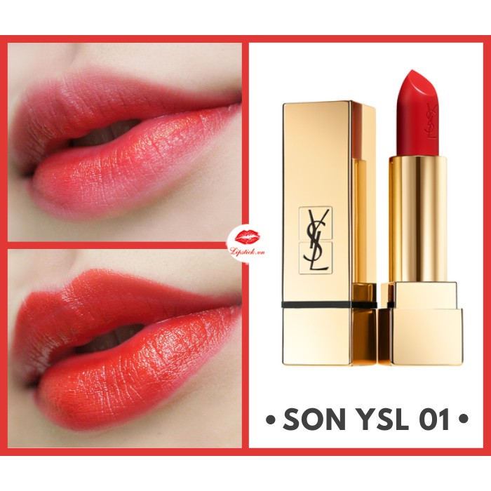 Son YSL 01 Le Rouge Màu Đỏ Thuần Trẻ Trung