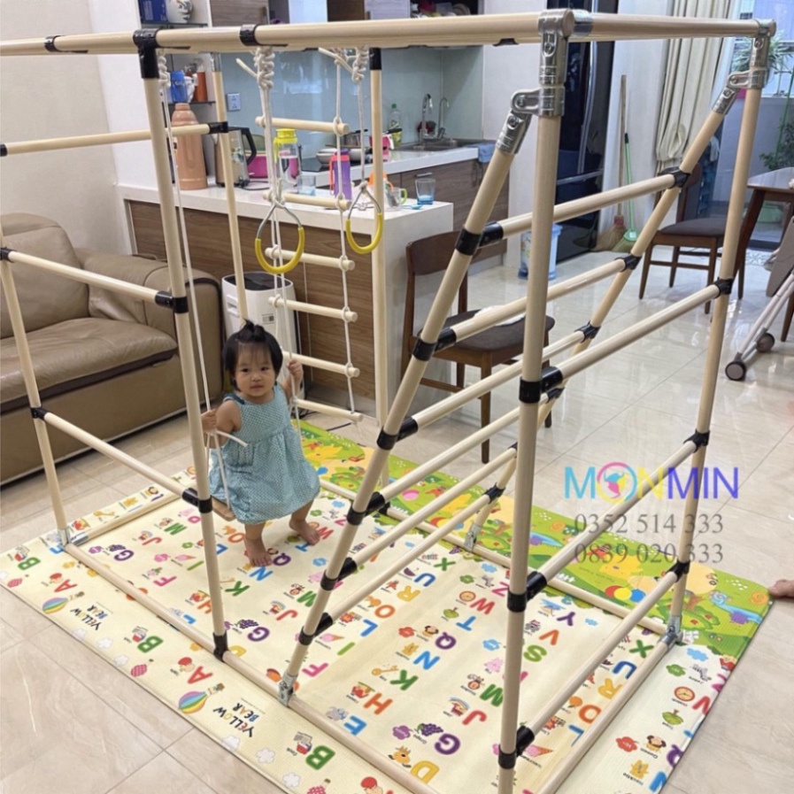 Xà đu đa năng Satech, khung vận động cho bé, hình hộp chữ nhật 1.3m