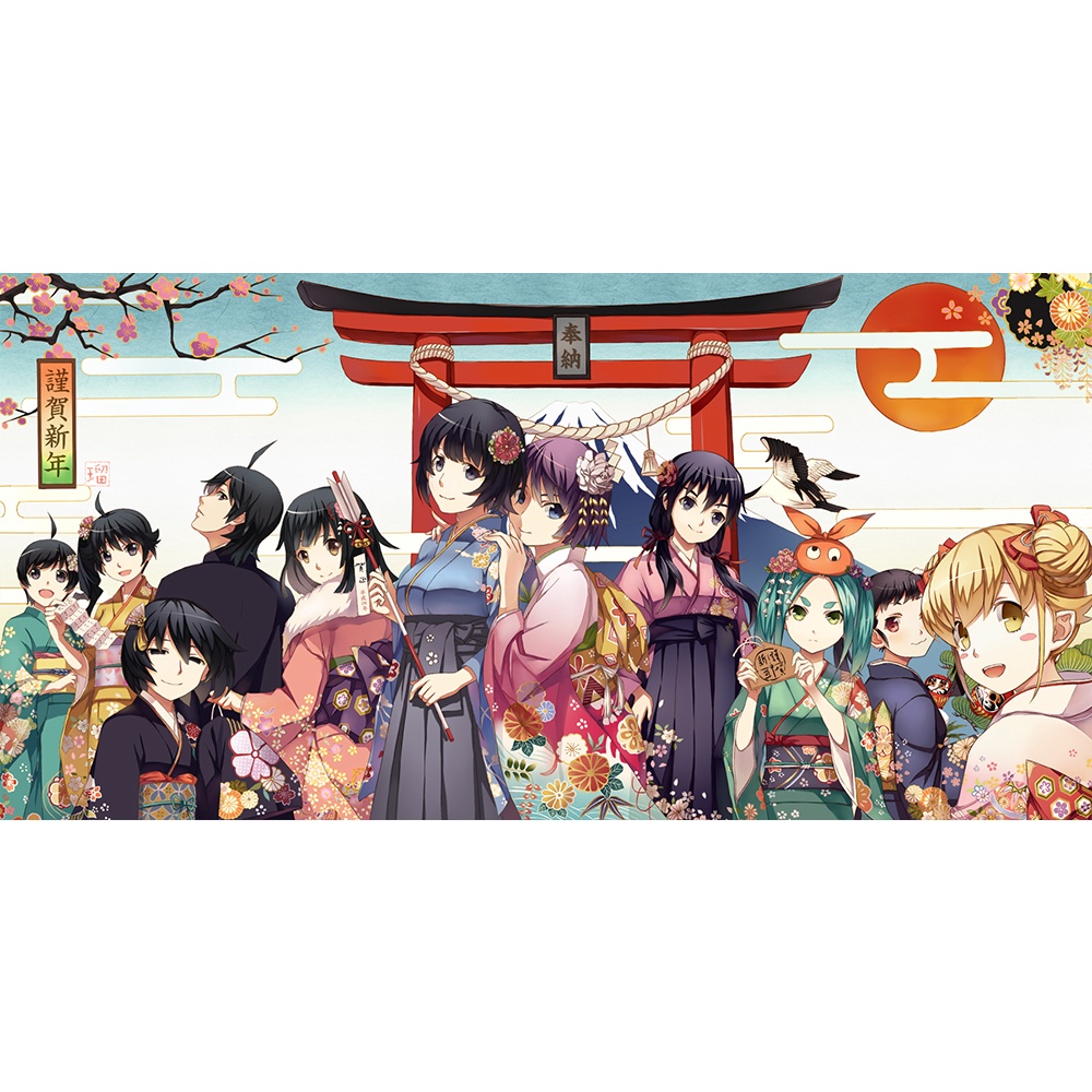 Poster A3 dán tường Anime, decal 30x42 trang trí có keo Monogatari Series Wallpapers 1