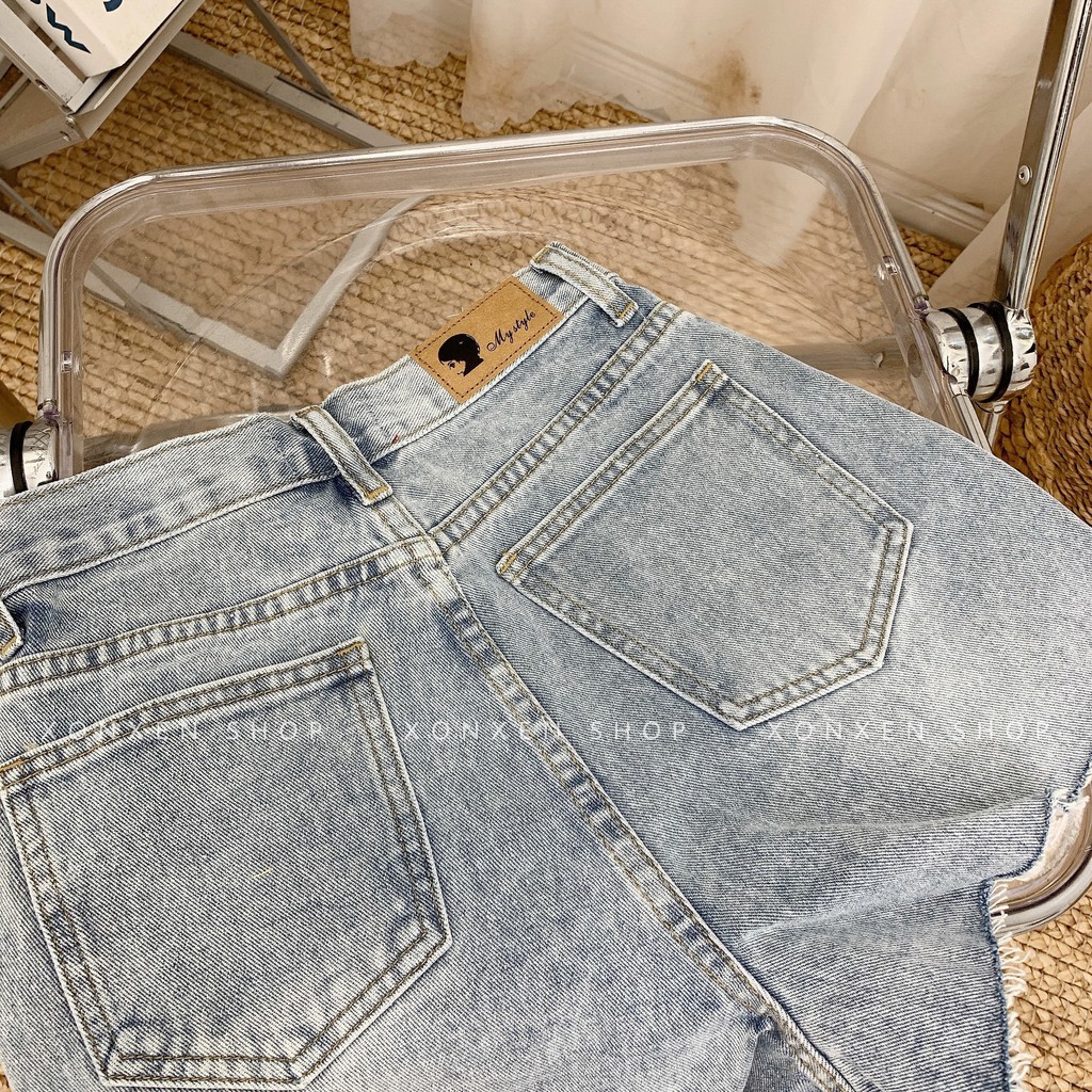 QUẦN SHORT JEAN NỮ ulzzang hàng xuất xịn rách cá tính màu trắng và màu xanh XONXEN SHOP size S M mã 1992