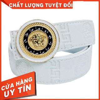 HÀNG NHẬP KHẨU -  Thắt lưng versace dây mềm mặt tròn thời trang màu trắng - Hàng Nhập Khẩu