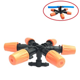 Vòi phun sương 6 cửa loại 1 dùng ống phun sương PU 5/8mm hoặc ống PVC 4/7mm chất lượng cao