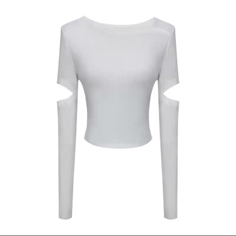 Áo Thun Trơn Dài Tay Cổ Chéo Cách Điệu