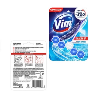 Viên treo bồn cầu vim power hương biển xanh 55g