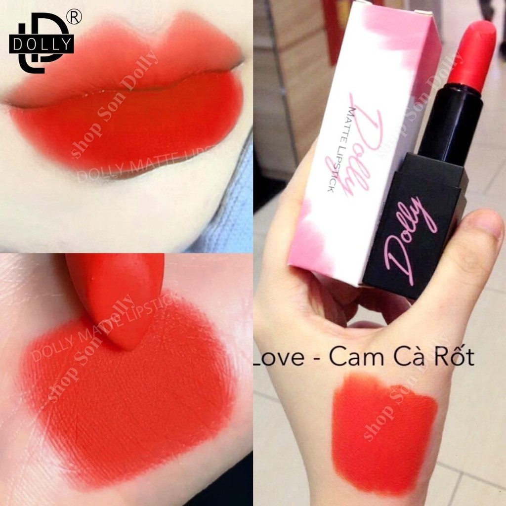 Son Thỏi, Son Lì, Son DOLLY Lâu Trôi, Không Chì, Chất Lượng Chính Hãng New Màu Cam Cà Rốt