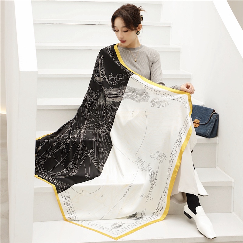 Khăn Choàng Vuông 110x110cm (43inch) WJ1014-127 Bằng Lụa Cho Nữ