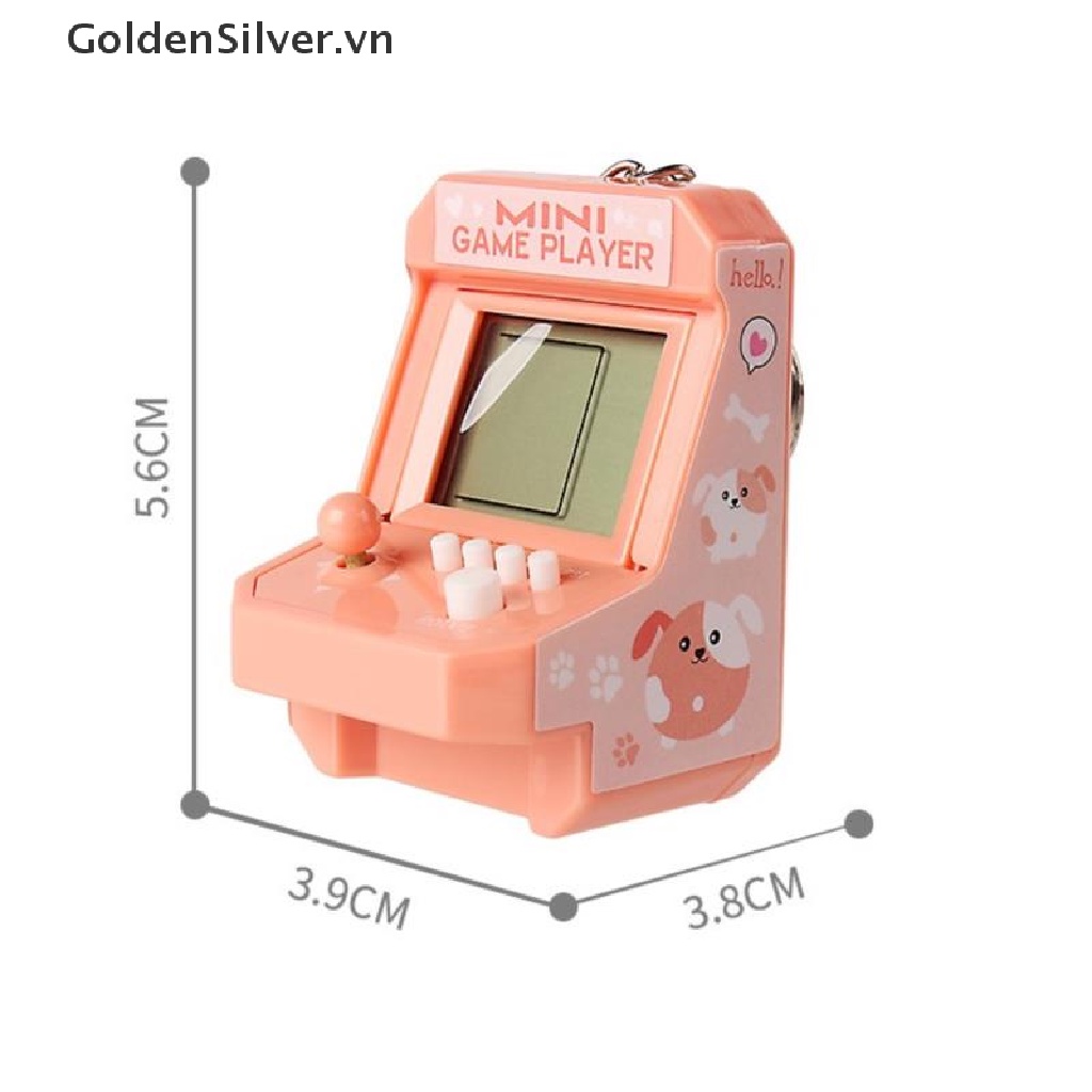 Máy Chơi Game Cầm Tay Mini Màu Vàng Bạc Kèm Móc Khóa Cho Bé