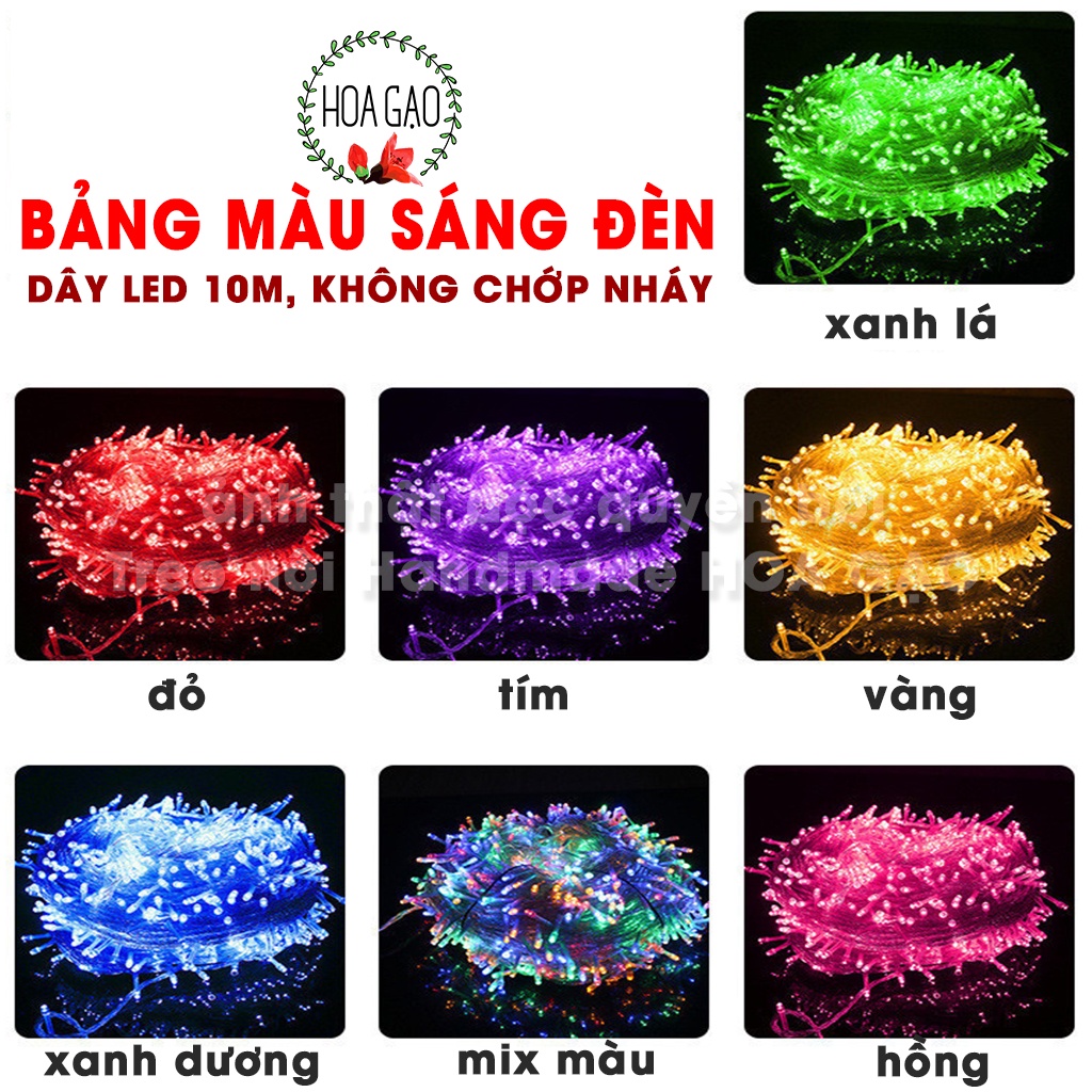 Dây đèn led trang trí phòng ngủ decor noel Tết 10m HOA GẠO GDLK nối dây được, chịu nước LOẠI TỐT không chớp nháy
